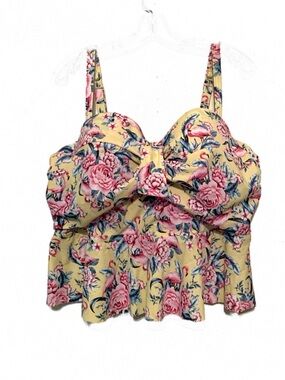 Torrid Floral Flamingo Peplum Tankini Swim Top
